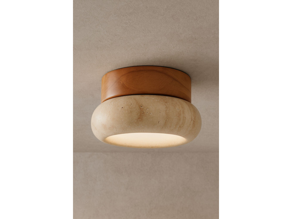 Lámpara de techo de madera «Worm-S» - Roble / Beige