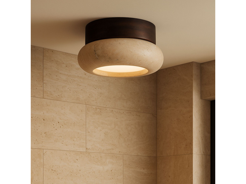 Lámpara de techo de madera «Worm-S» - Nogal / Beige