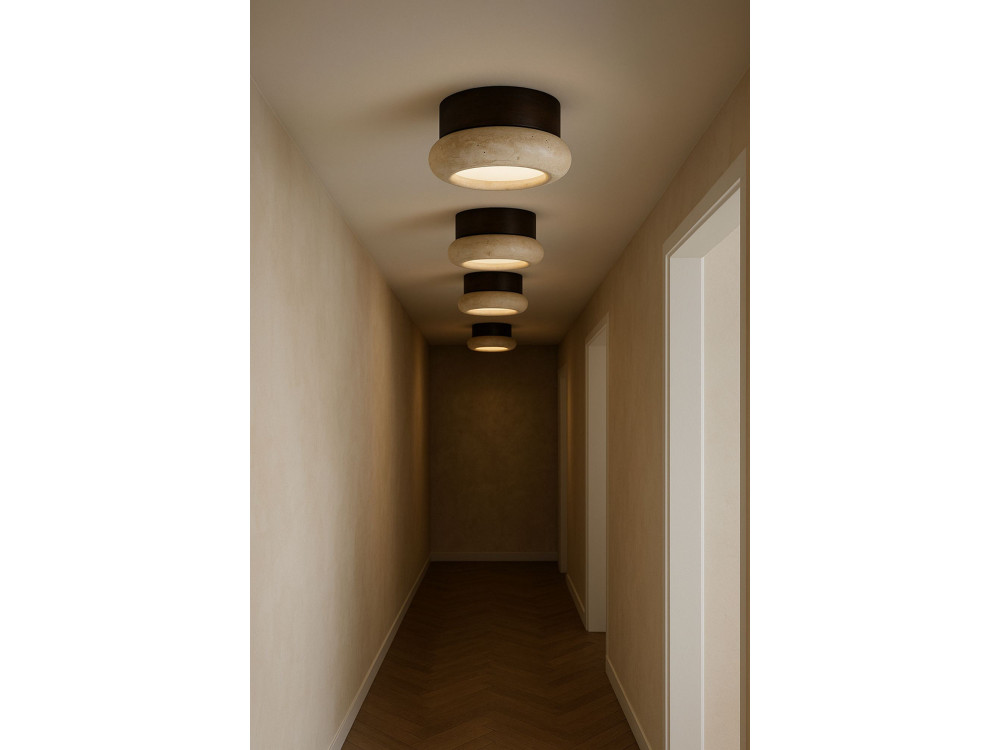 Lámpara de techo de madera «Worm-S» - Nogal / Beige