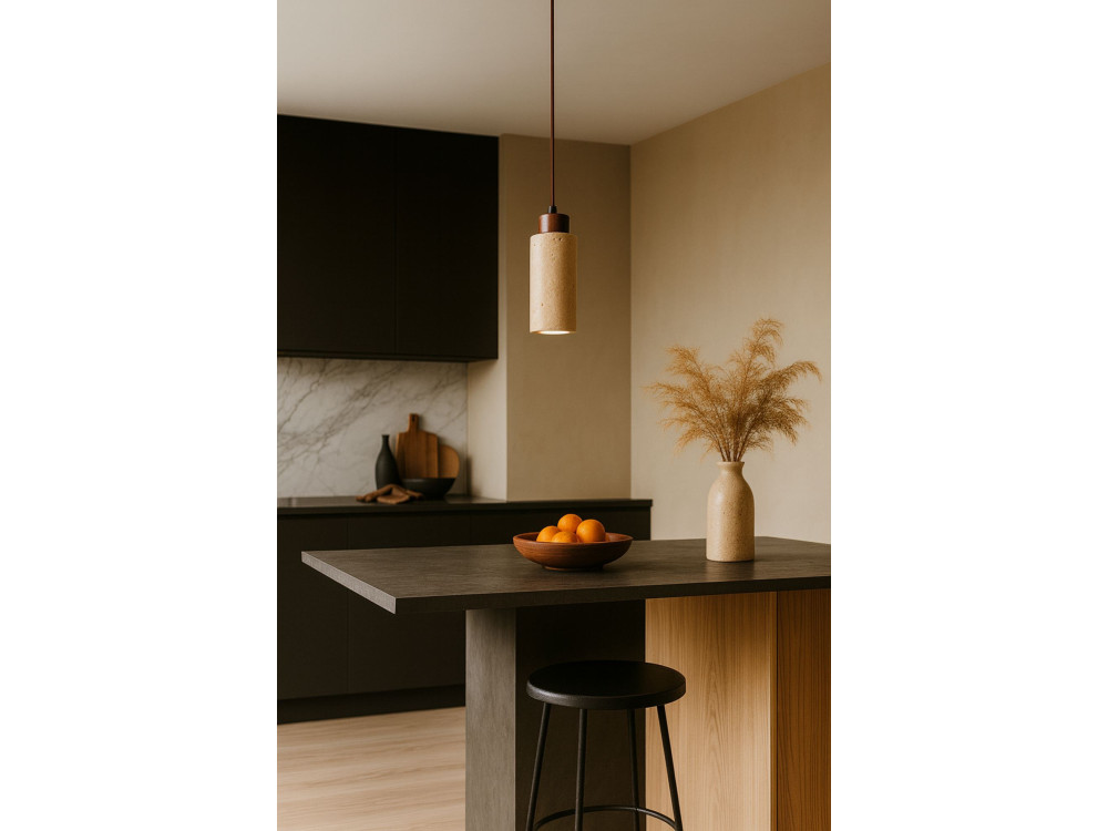 Lámpara colgante de madera «Babil» - Beige / Nogal