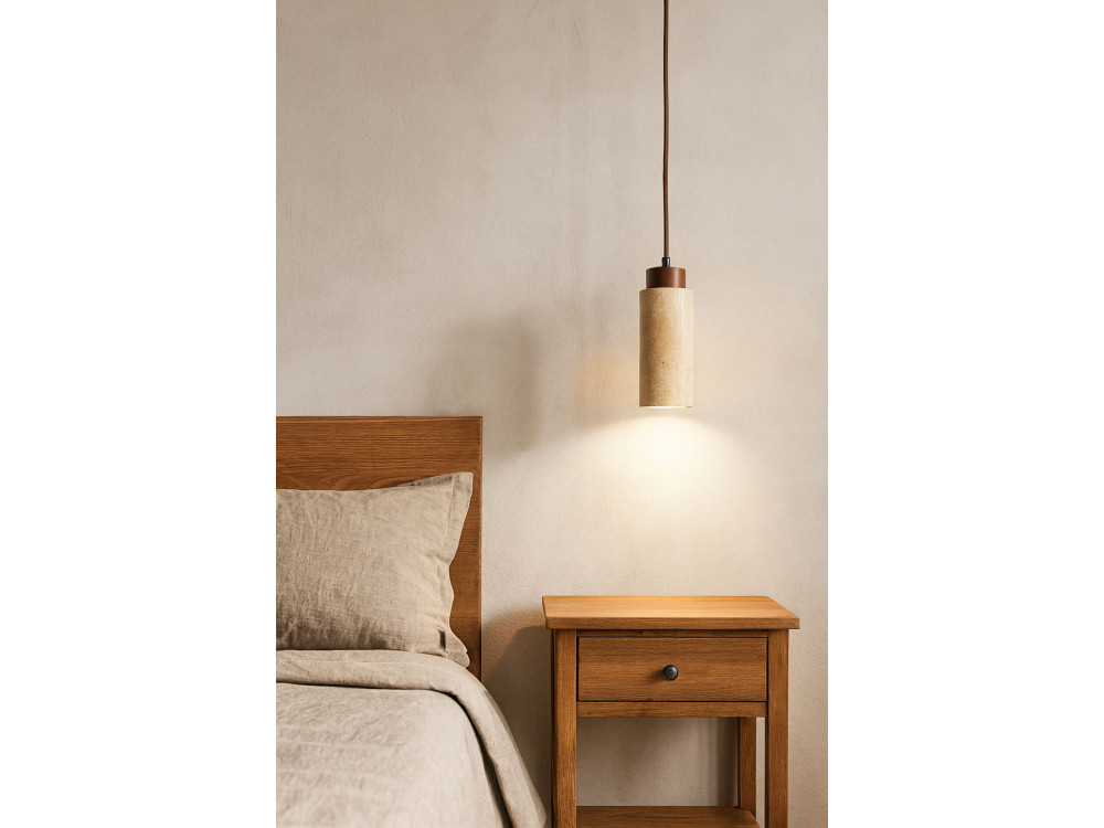 Lámpara colgante de madera «Babil» - Beige / Nogal