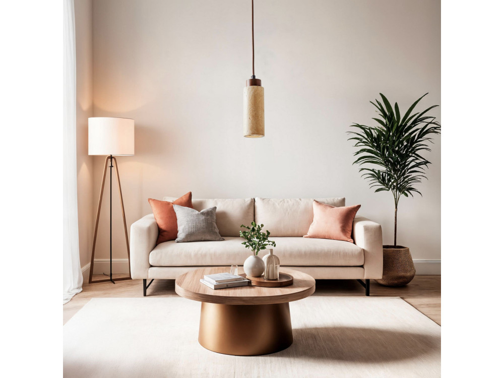 Lámpara colgante de madera «Babil» - Beige / Nogal