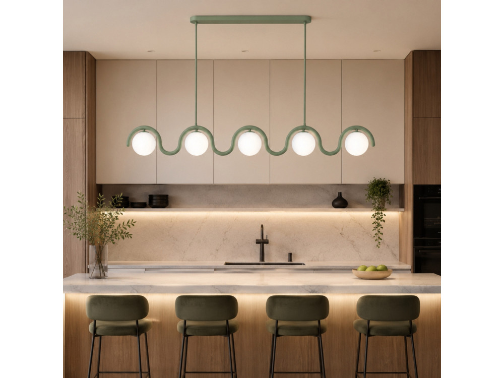 Lámpara de araña de metal «GEDIK-20444» - 140 x 17 cm - Verde menta