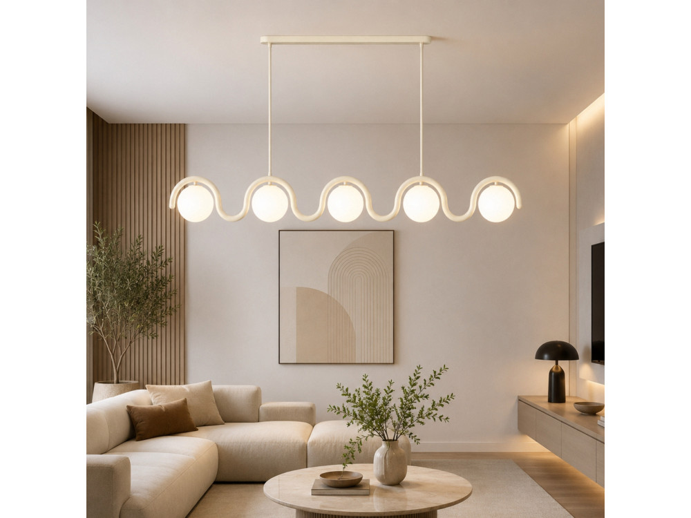 Lámpara de araña de metal «GEDIK-2044» - 140 x 17 cm - Beige