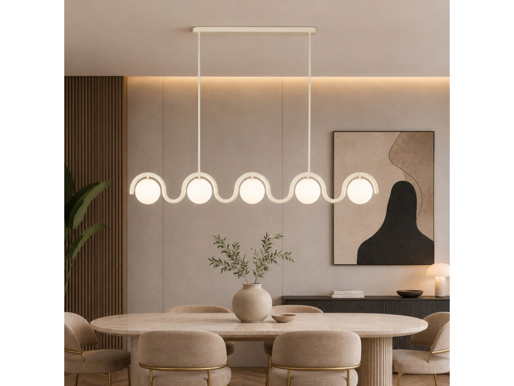 Lámpara de araña de metal «GEDIK-2044» - 140 x 17 cm - Beige