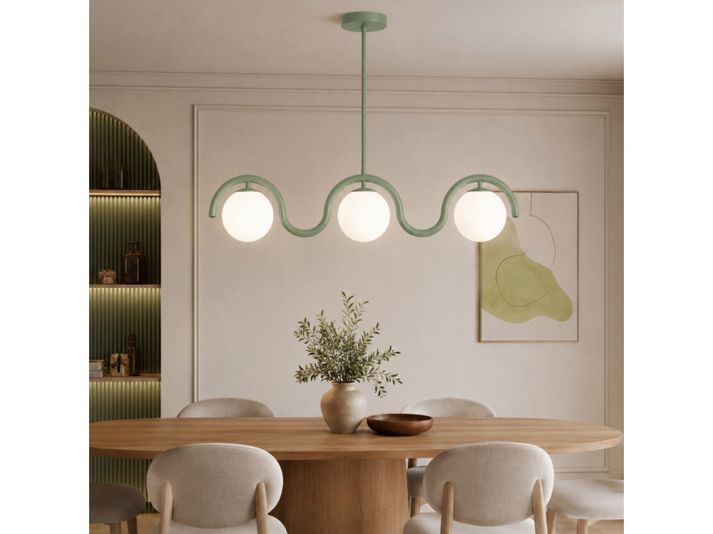 Lámpara de araña de metal «GEDIK-20442» - 80 x 17 cm - Verde menta