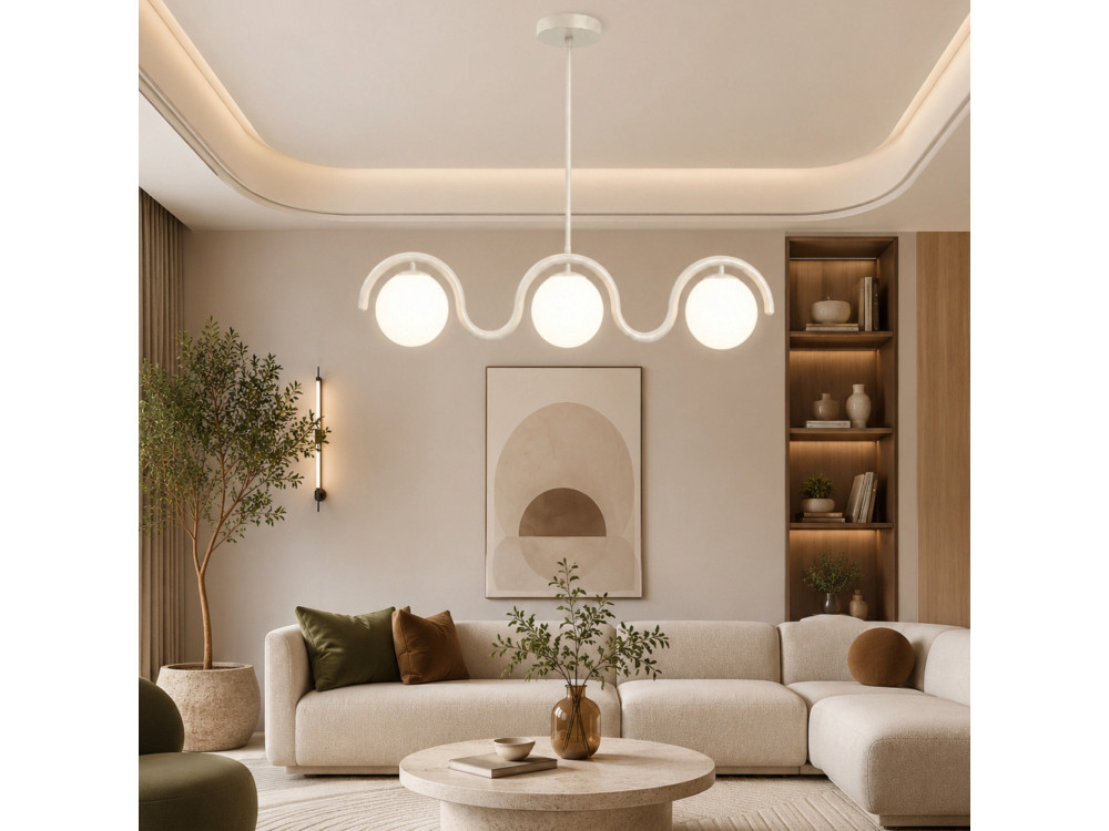 Lámpara de araña de metal «GEDIK-20442» - 80 x 17 cm - Beige