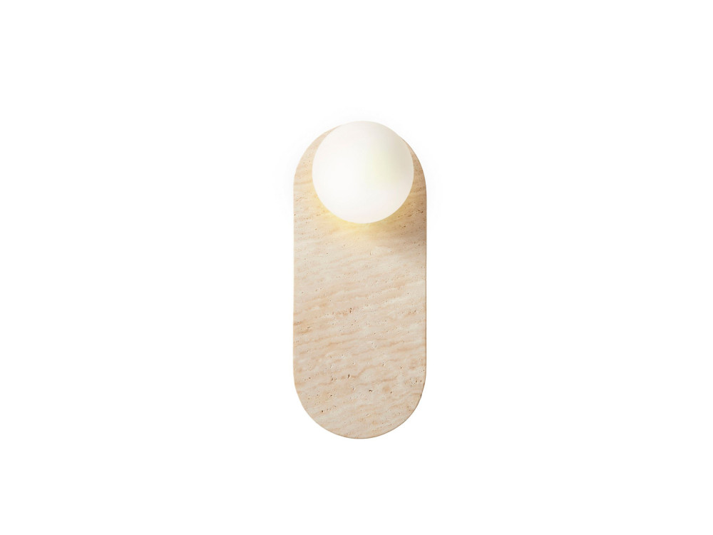 Aplique de pared de travertino «Tor All» - 18 x 1 cm - Beige / Blanco