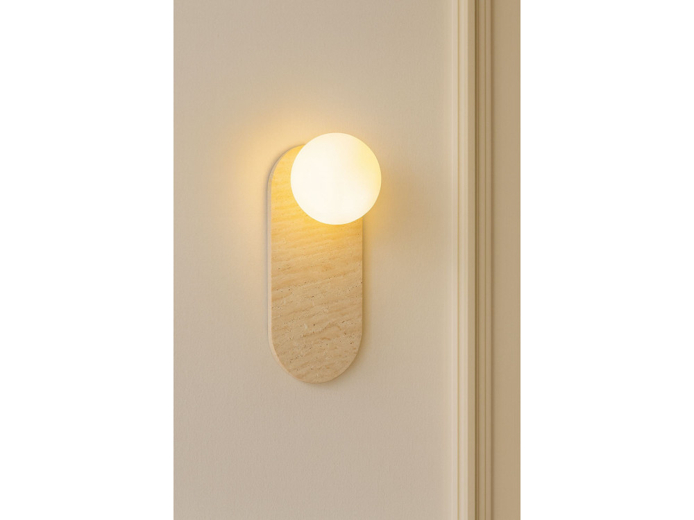 Aplique de pared de travertino «Tor All» - 18 x 1 cm - Beige / Blanco