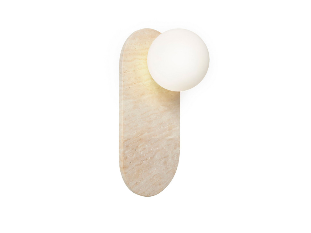 Aplique de pared de travertino «Tor All» - 18 x 1 cm - Beige / Blanco