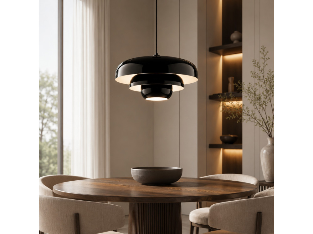 Lámpara colgante de metal «Layer» - 43 x 43 cm - Negro