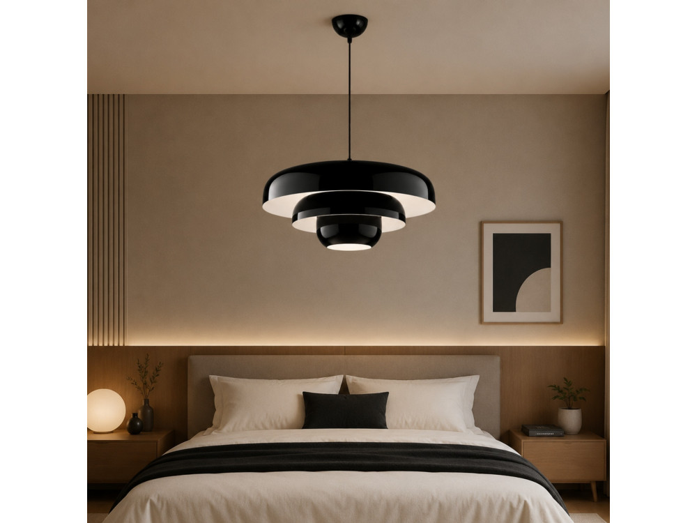 Lámpara colgante de metal «Layer» - 43 x 43 cm - Negro