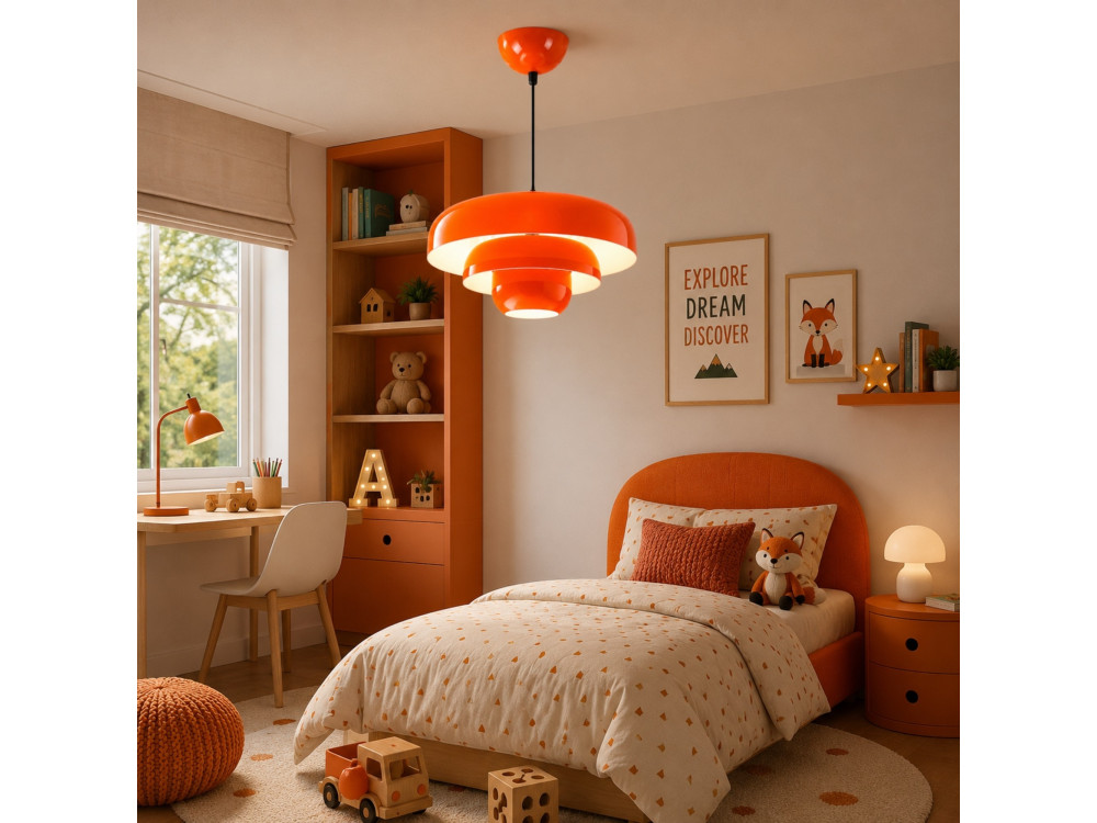 Lámpara colgante de metal «Layer» - 43 x 43 cm - Naranja