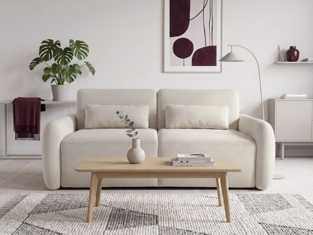 Sofá cama convertible «Aurelie» - Colchón de 18 cm - Ancho de la superficie de descanso: 140 cm - 3 plazas - Beige