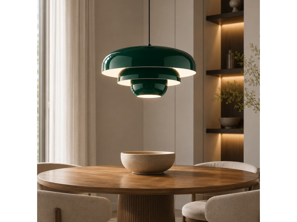 Lámpara colgante de metal «Layer» - 43 x 43 cm - Verde oscuro