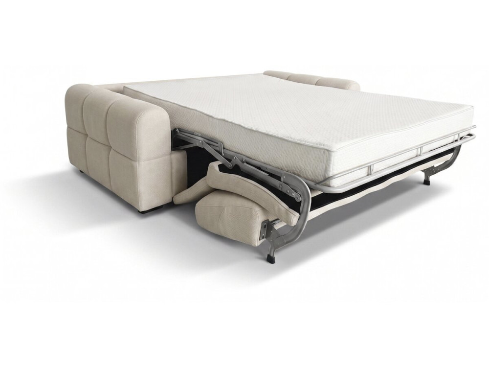 Sofá cama convertible «Zoé» - Colchón de 18 cm - Ancho de la superficie de descanso: 140 cm - 3 plazas - Beige