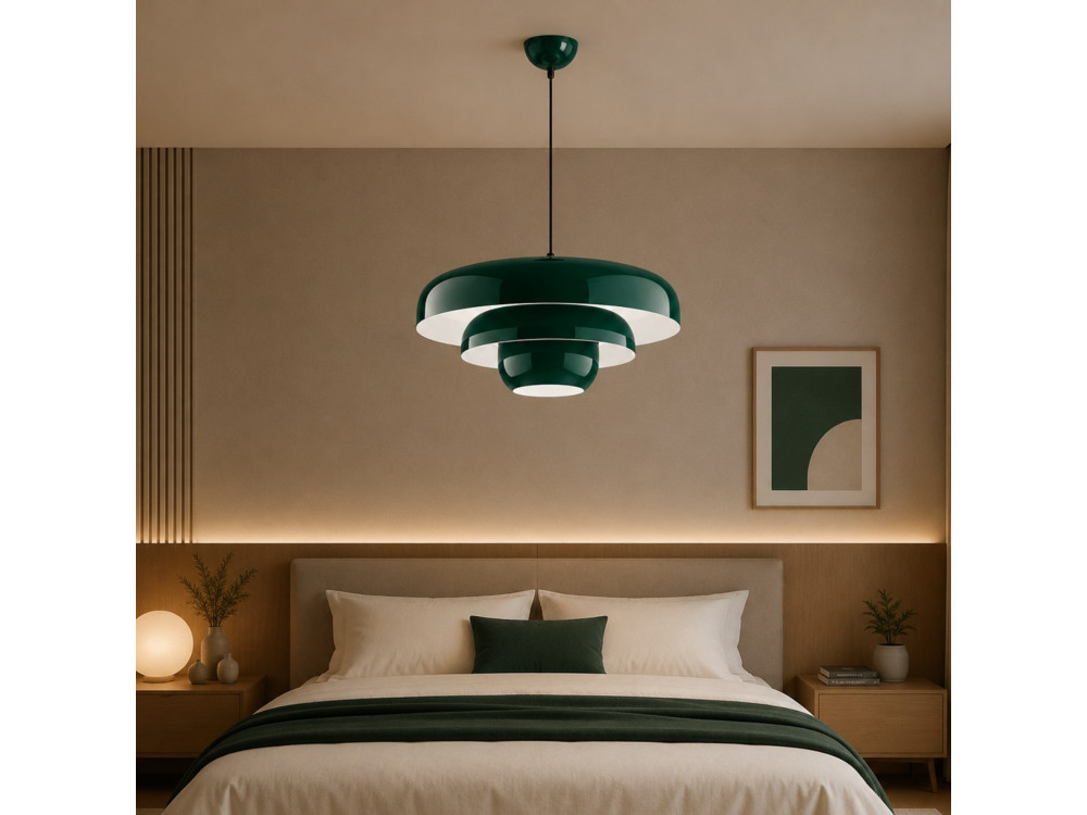 Lámpara colgante de metal «Layer» - 43 x 43 cm - Verde oscuro
