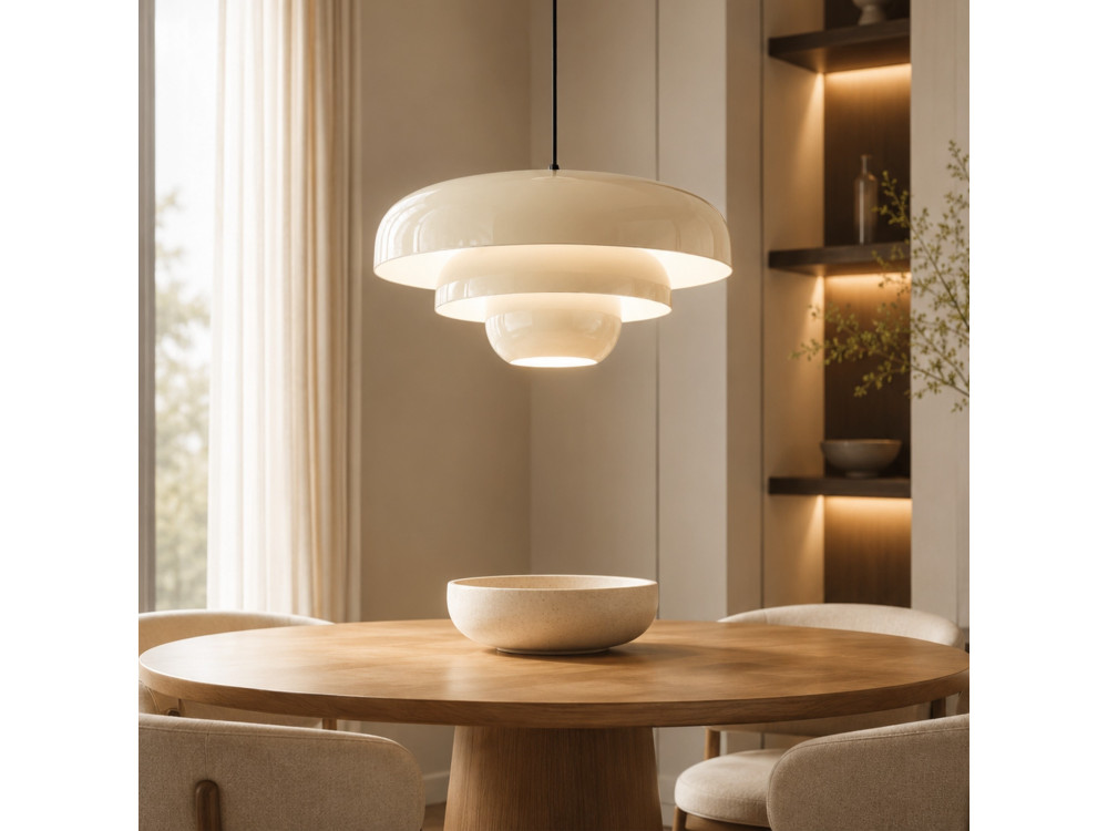 Lámpara colgante de metal «Layer» - 43 x 43 cm - Beige