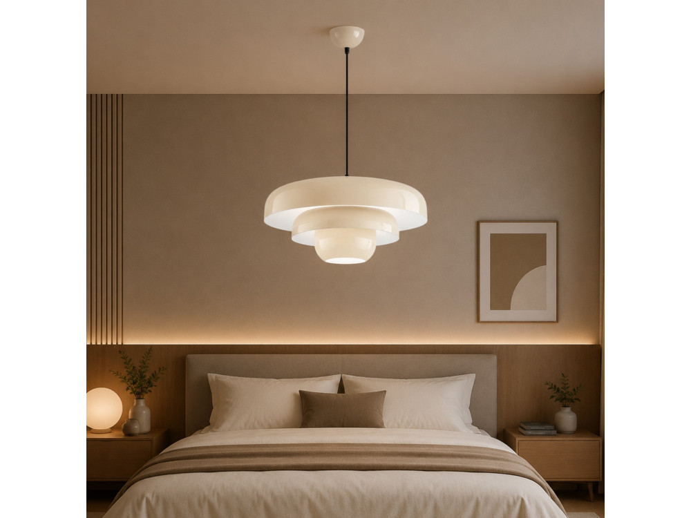 Lámpara colgante de metal «Layer» - 43 x 43 cm - Beige