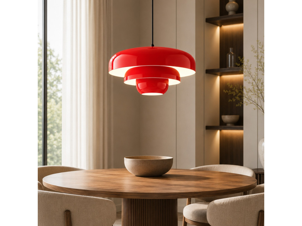 Lámpara colgante de metal «Layer» - 43 x 43 cm - Roja