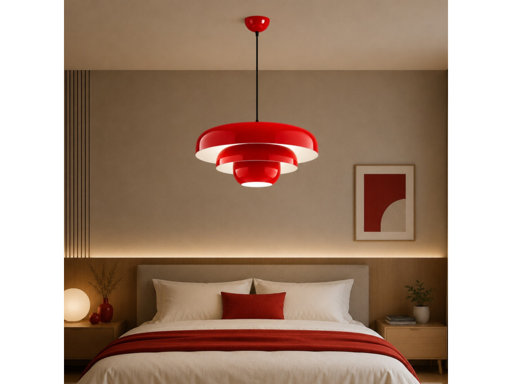 Lámpara colgante de metal «Layer» - 43 x 43 cm - Roja