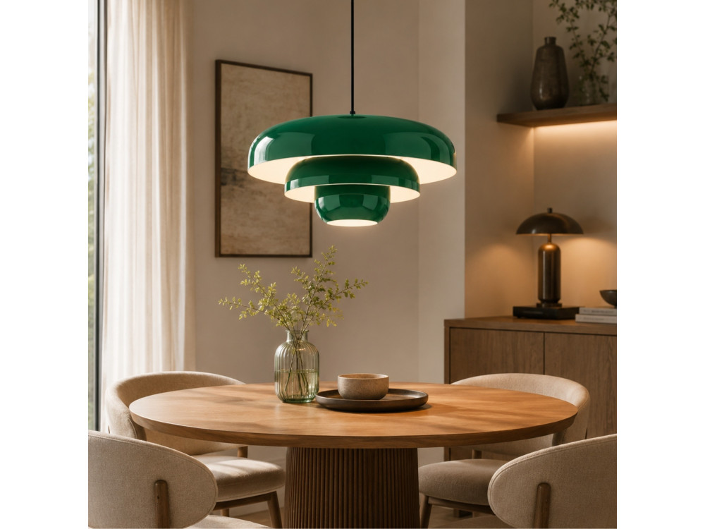 Lámpara colgante de metal «Layer» - 43 x 43 cm - Verde oscuro