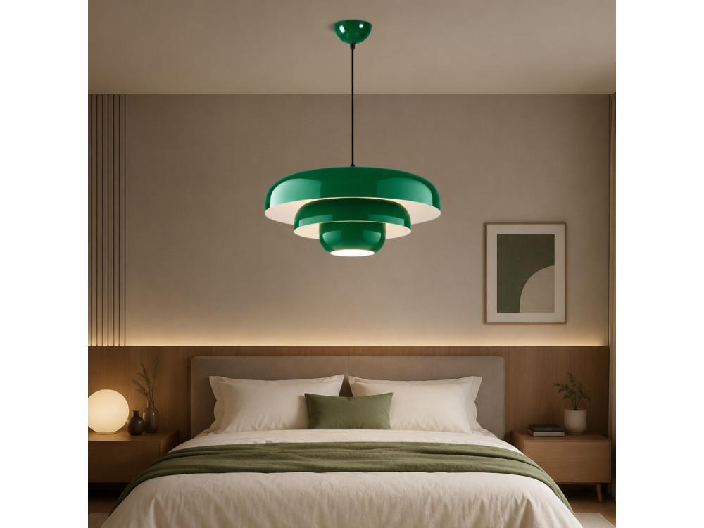 Lámpara colgante de metal «Layer» - 43 x 43 cm - Verde oscuro