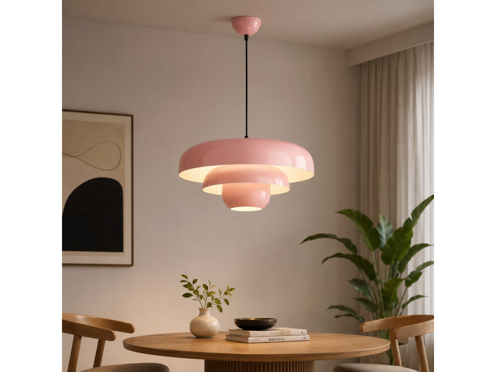 Lámpara colgante de metal «Layer» - 43 x 43 cm - Rosa