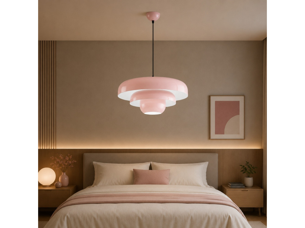 Lámpara colgante de metal «Layer» - 43 x 43 cm - Rosa