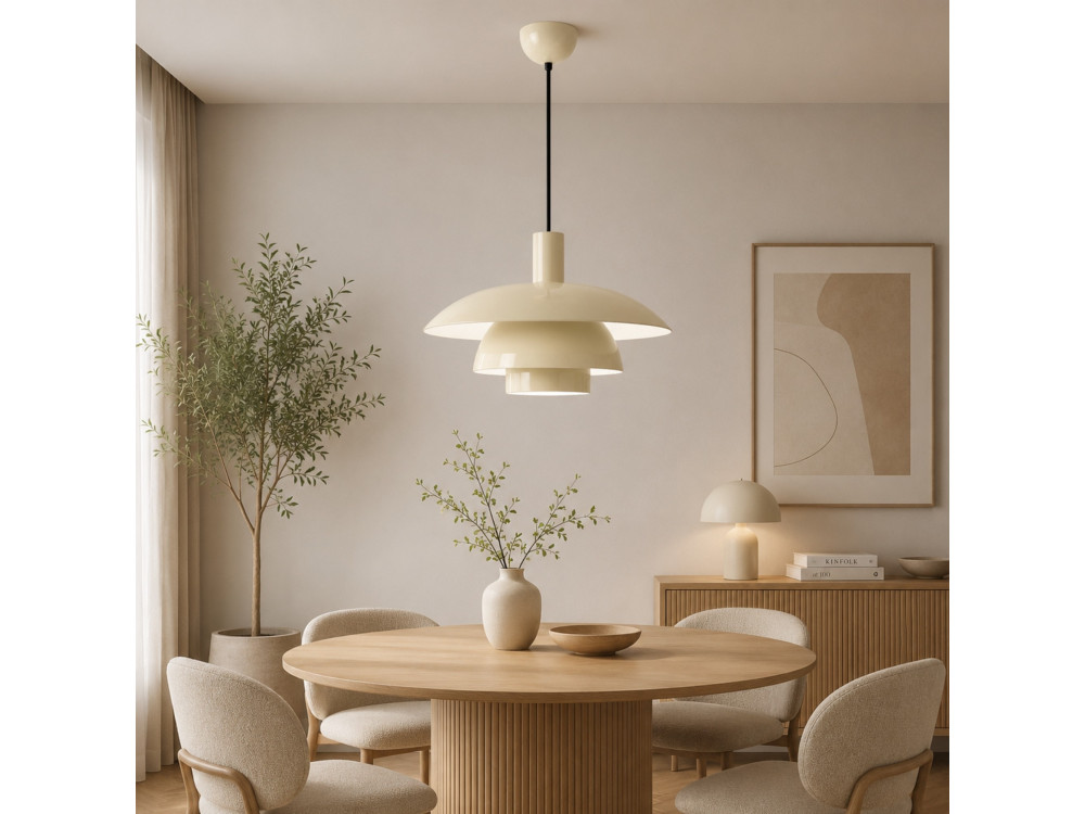 Lámpara colgante de metal «Layer» - 45 x 45 cm - Beige
