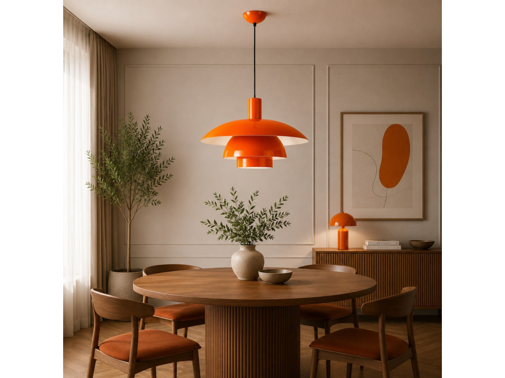 Lámpara colgante de metal «Layer» - 45 x 45 cm - Naranja
