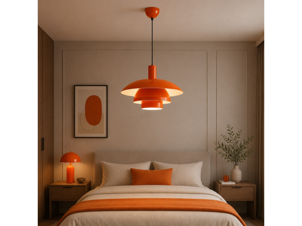 Lámpara colgante de metal «Layer» - 45 x 45 cm - Naranja
