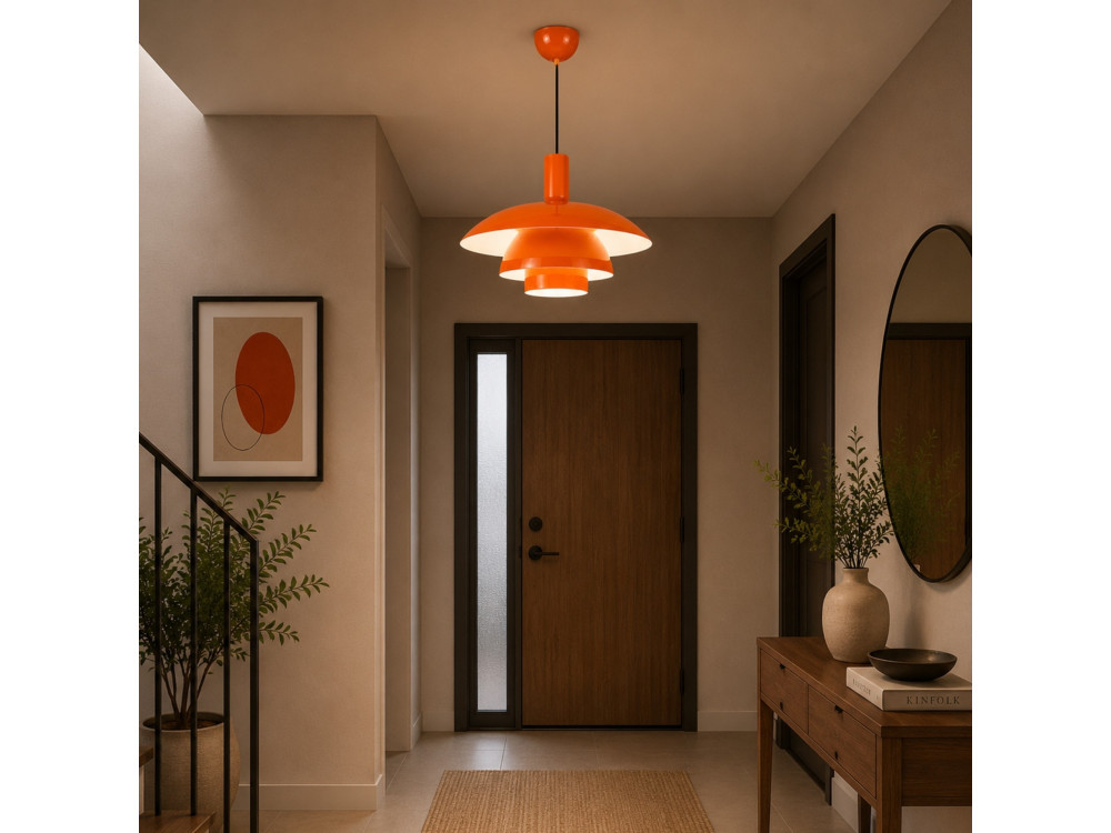 Lámpara colgante de metal «Layer» - 45 x 45 cm - Naranja