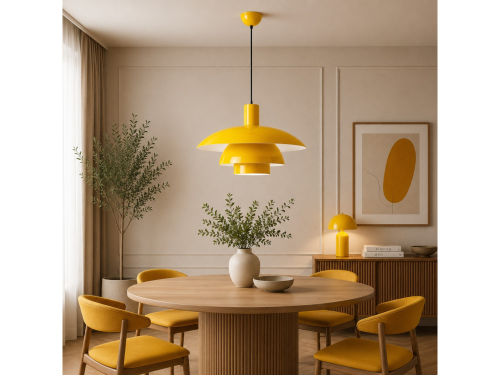 Lámpara colgante de metal «Layer» - 45 x 45 cm - Amarillo