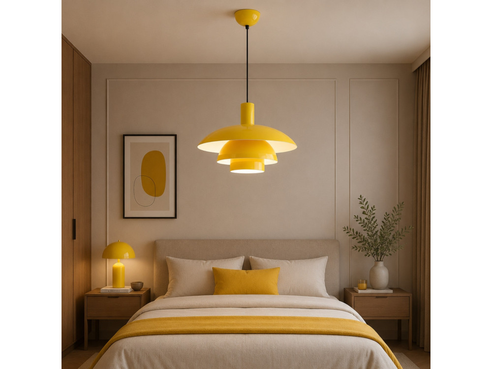 Lámpara colgante de metal «Layer» - 45 x 45 cm - Amarillo