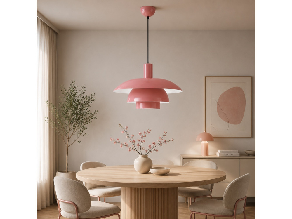 Lámpara colgante de metal «Layer» - 45 x 45 cm - Rosa