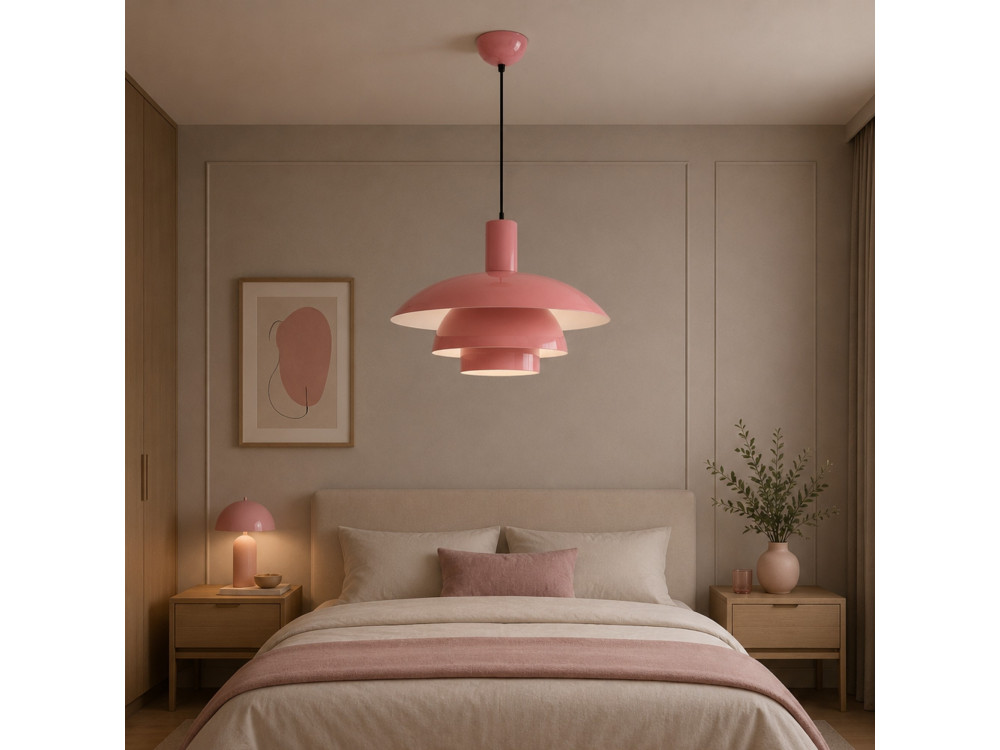 Lámpara colgante de metal «Layer» - 45 x 45 cm - Rosa