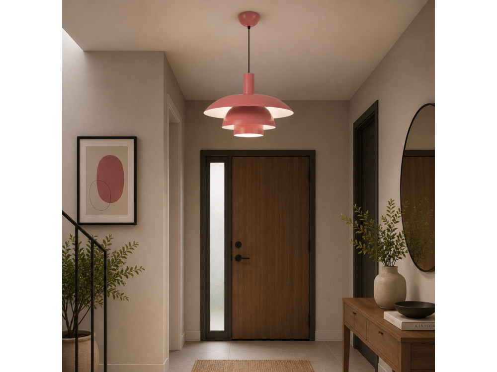 Lámpara colgante de metal «Layer» - 45 x 45 cm - Rosa