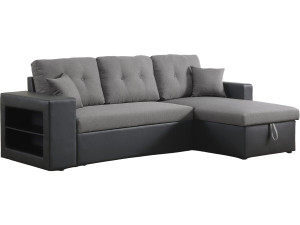 Sofá esquinero convertible/reversible "Axel" - Negro/Gris