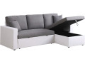 Sofá esquinero convertible "Alain" - 3 plazas - Gris - Gris / Blanco