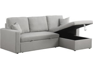 Sofá rinconera convertible/reversible "Alain" con box - 3 plazas - Gris claro