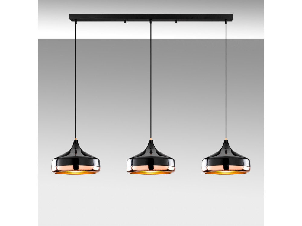 Lámpara de araña de metal «Yildo» - 146 x 36 cm - Negro