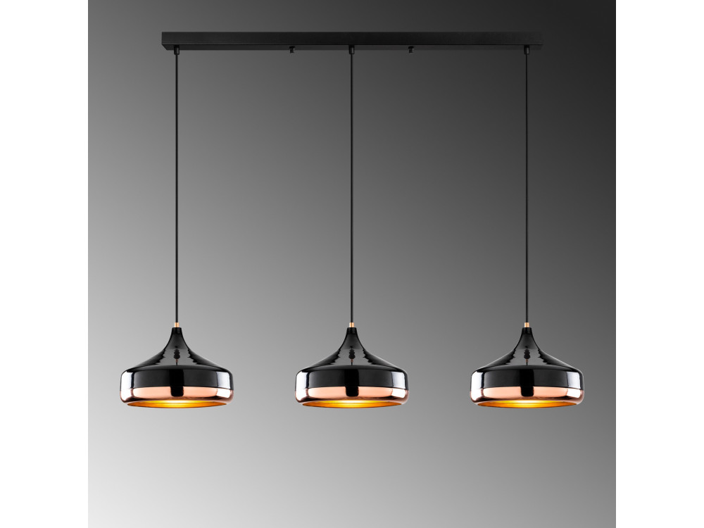 Lámpara de araña de metal «Yildo» - 146 x 36 cm - Negro