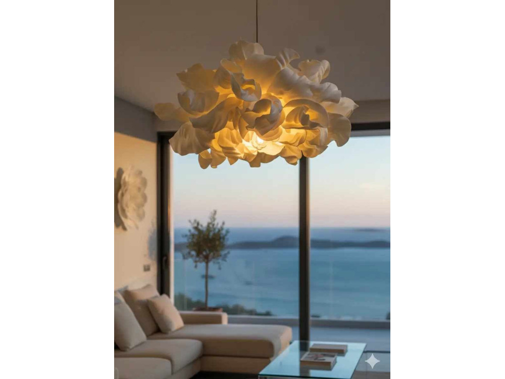 Lámpara colgante de plástico «MOD0018» - 48 x 48 cm - Color crema