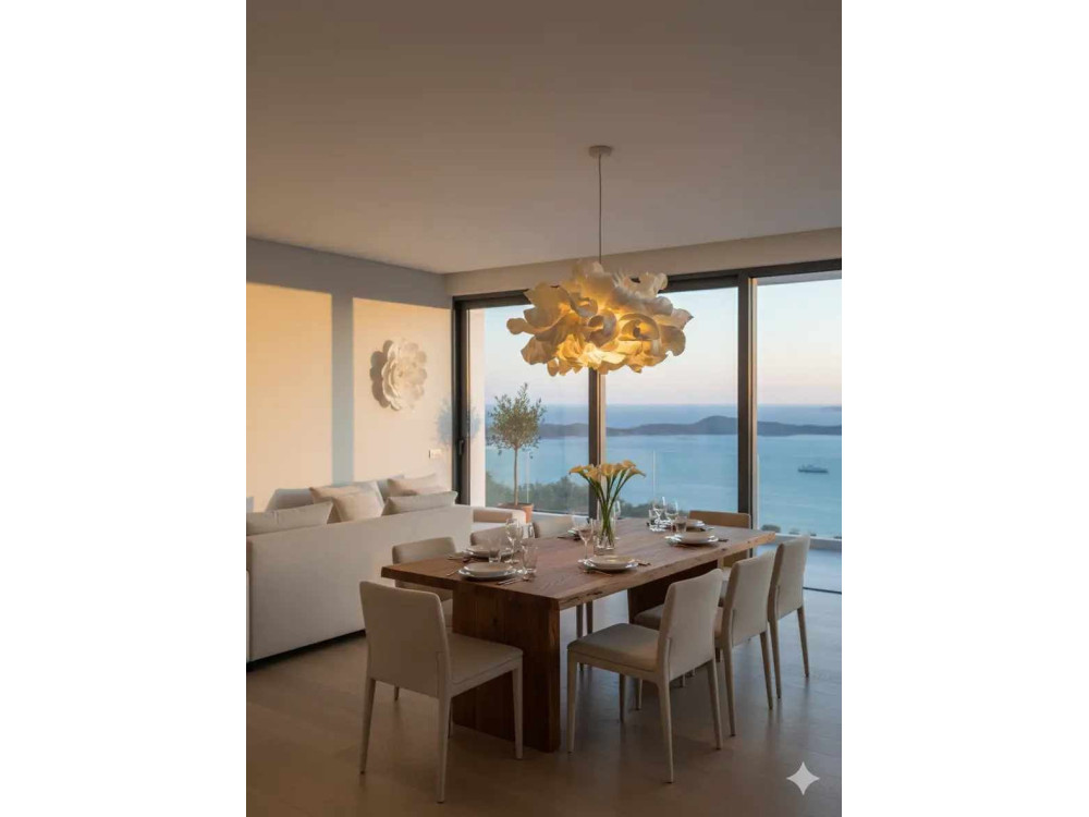 Lámpara colgante de plástico «MOD0018» - 48 x 48 cm - Color crema
