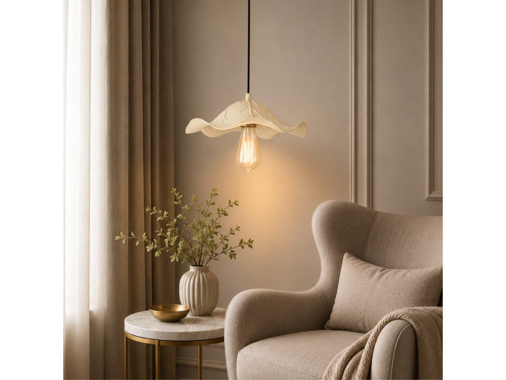 Lámpara colgante de metal «Liana» - 29 x 29 cm - Beige