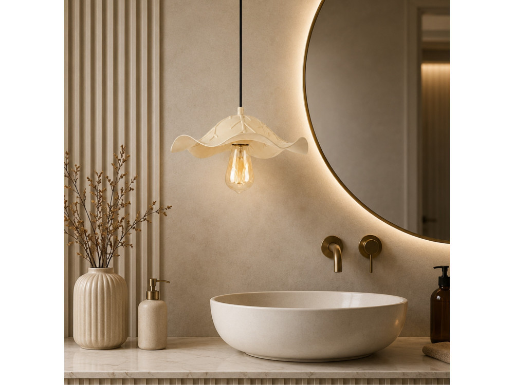 Lámpara colgante de metal «Liana» - 29 x 29 cm - Beige