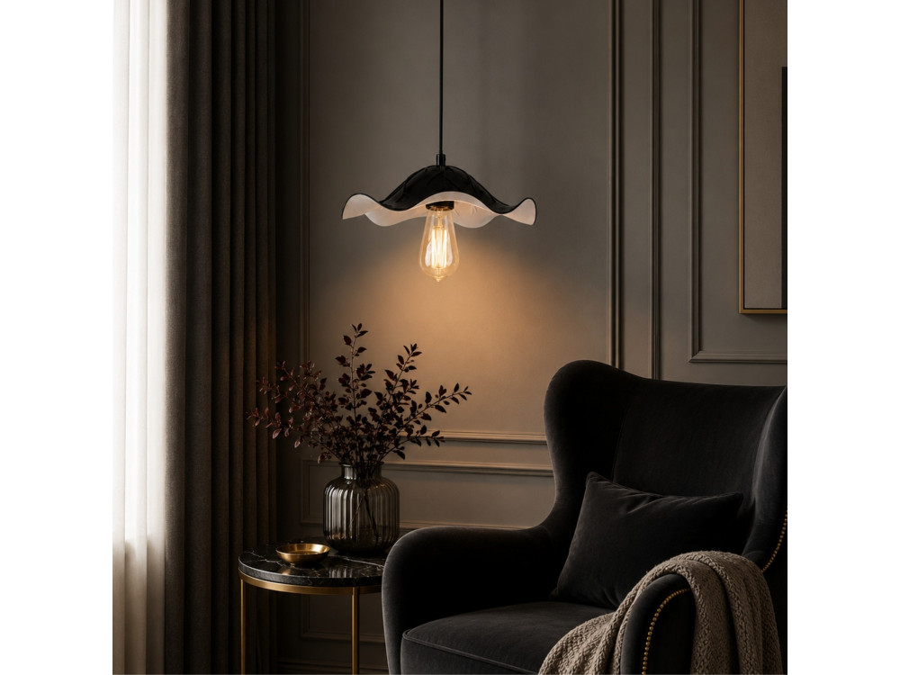 Lámpara colgante de metal «Liana» - 29 x 29 cm - Negro