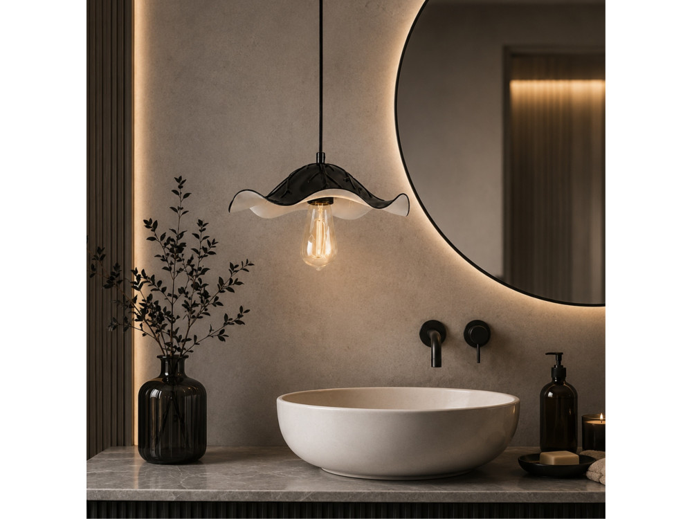 Lámpara colgante de metal «Liana» - 29 x 29 cm - Negro