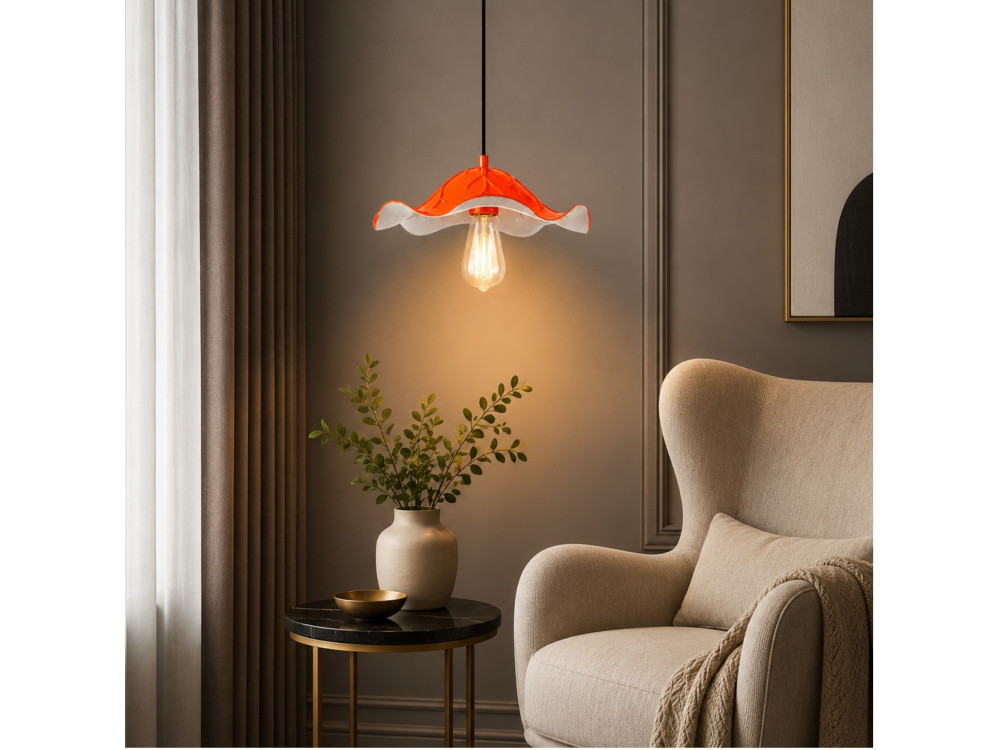Lámpara colgante de metal «Liana» - 29 x 29 cm - Naranja